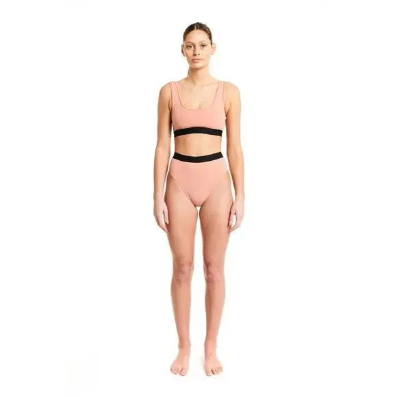NEW Beth Richards Kim Two Piece Pink/Black Swimsuit Size Small